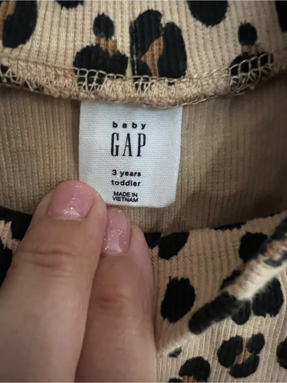 GAP Beige and Black Leopard Print Long Sleeve Top with Puff Shoulders